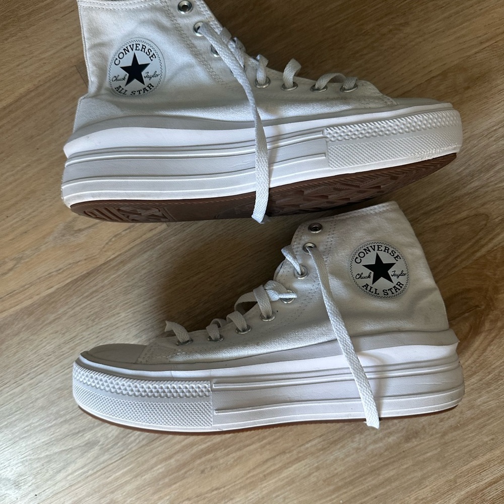 Converse White High Top Platform Sneakers